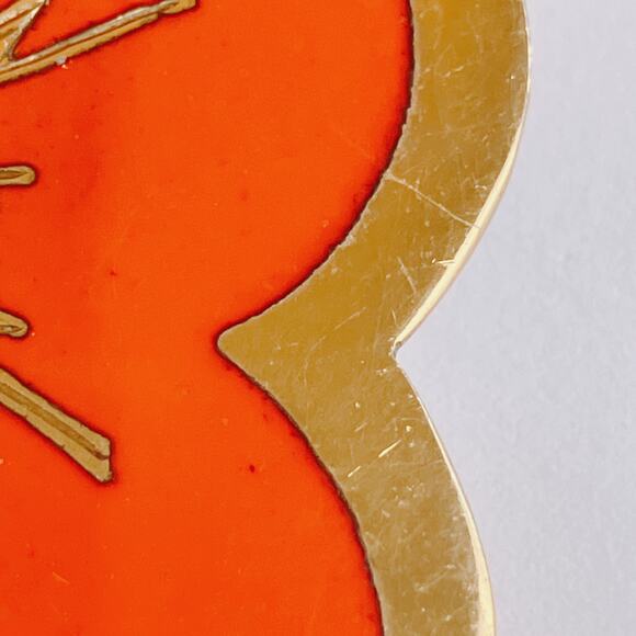 VTG Mid Century Brooch Siam Red Enamel Gold Tone Floral Thai Dancer Motif - Picture 11 of 11